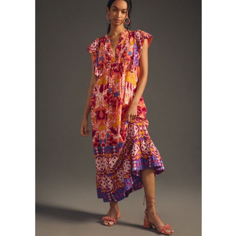 Anthropologie Maeve Cassandra Printed Maxi Dress Extra Small boho